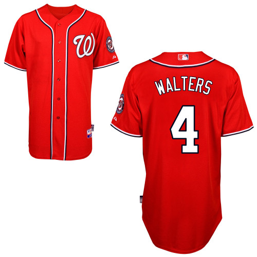 Zach Walters #4 Youth Baseball Jersey-Washington Nationals Authentic Alternate 1 Red Cool Base MLB Jersey